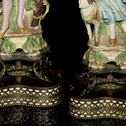Pareja de lámparas de sobremesa estilo Meissen, s.XIX-XX
