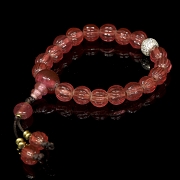 Pulsera de cuentas de Liulí rosa, dinastía Qing