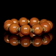Pulsera de cuentas de ágata Nanhong, dinastía Qing