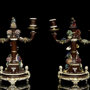 Capodimonte “Pair of porcelain candlesticks,” 20th century - 2