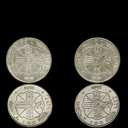 两枚1966年铸造的银币，面值100比塞塔