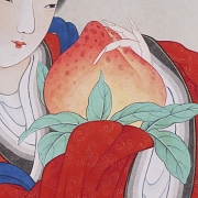 Pintura china “Ofrenda de longevidad de Magu”, con firma Huang Jun
