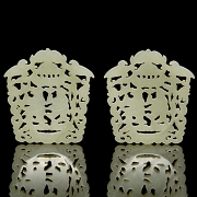 Pair of jade plaques, ‘Characters’, Qing dynasty