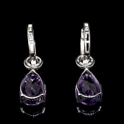 Pendientes en oro blanco de 18k con amatistas y diamantes