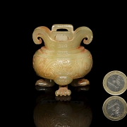 Incensario de jade blanco tallado, periodo Reinos Combatientes