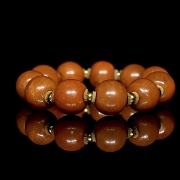 Pulsera de cuentas de ágata Nanhong, dinastía Qing