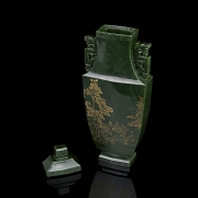 Jarrón de jade verde espinaca 