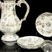 Enamelled ceramic coffee set and tray (19th century) - 6