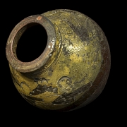 Antigua vasija de cerámica vidriada, Asia. - 6