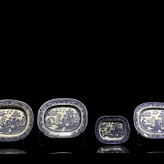 四只柳叶纹托盘,石质陶器,斯塔福德郡,十九世纪