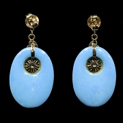 Pendientes en oro amarillo 18 kt con turquesa