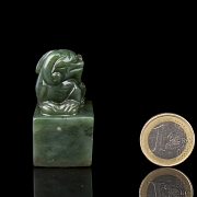 Green jade ‘Auspicious Beast’ seal, Qing dynasty