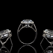 Juego en oro blanco de 18k con aguamarinas y diamantes