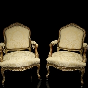 Pareja de sillones estilo Luis XV, Francia, ffs. s.XIX