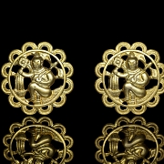 Pareja de botones de metal dorado, dinastía Liao
