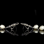 Pendientes en oro blanco de 18k con diamantes y perlas