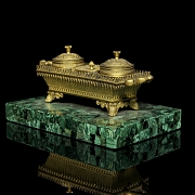 Louis XIV style scribe's desk on malachite, 19th century - 8