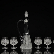 Set of glassware with jug and six glasses, 20th century