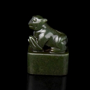 Spinach green jade seal ‘Beast’, Qing dynasty