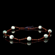 Collar de cuentas de ágata y liulí, dinastía Qing
