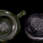 Conjunto de taza y plato de jade espinaca 