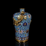 Jarrón meiping de bronce con esmalte cloisonné 