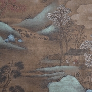 Chinese painting ‘Houses Among the Mountains’, signed Lan Ying