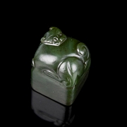 Spinach green jade ‘Dragon’ seal, Qing dynasty