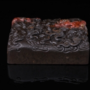 Nanhong agate seal ‘Clouds and Dragons’, Qing dynasty