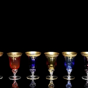 一套六只穆拉诺玻璃高脚杯，20世纪