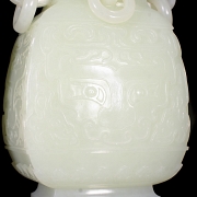 Jarrón colgante de jade blanco de Hetian, dinastía Qing
