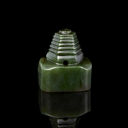 Spinach green jade ‘Pagoda’ seal, Qing dynasty