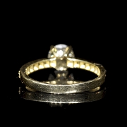 Anillo solitario de oro amarillo con diamantes, 0,91ct certificado GCI