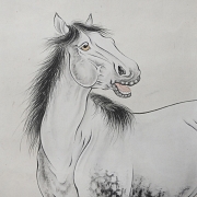 Pintura china “Caballo”, con firma Pu Zuo