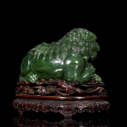 Pareja de figuras de jade verde espinaca 