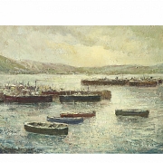 Manuel Sanchez Domingo (20th century) ‘Marine in the harbour’, 1976
