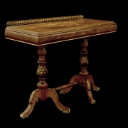 Consola de madera de nogal y marquetería, s.XIX