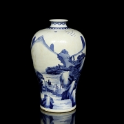 Jarrón meiping de porcelana azul y blanca 
