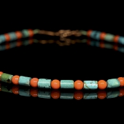 Turquoise and glass bead necklace, Tibet, Qing dynasty - 3