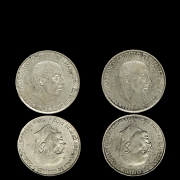 两枚1966年铸造的银币，面值100比塞塔