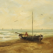 J. M. González (19th-20th century) ‘Boat on the beach’
