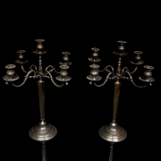 Pareja de candelabros de cinco luces, s.XX