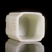 Porta pinceles de jade blanco de Hetian, dinastía Qing