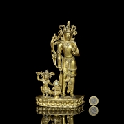 Grupo escultórico de bronce dorado 