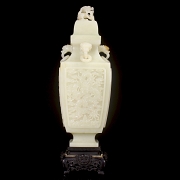 Jarrón de jade blanco de Hetian 