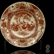 Iron-red enamelled porcelain plate ‘Garden Scene’, with Yongle mark - 7