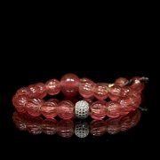 Pulsera de cuentas de Liulí rosa, dinastía Qing