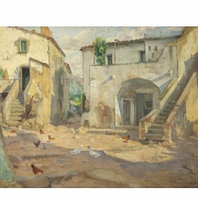 Mateo Balasch Mateu (1870–1936) “Courtyard with Geese”