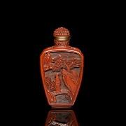 Botella de rapé tallada en madera lacada 