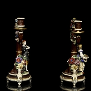 Capodimonte “Pair of porcelain candlesticks,” 20th century